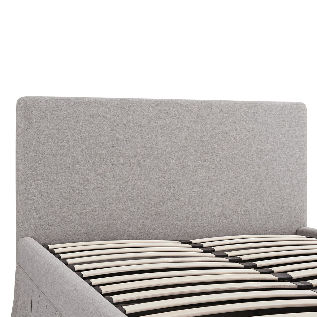 Egerton Box-Pleat Ottoman Storage Bed, Stone Brushed Fabric