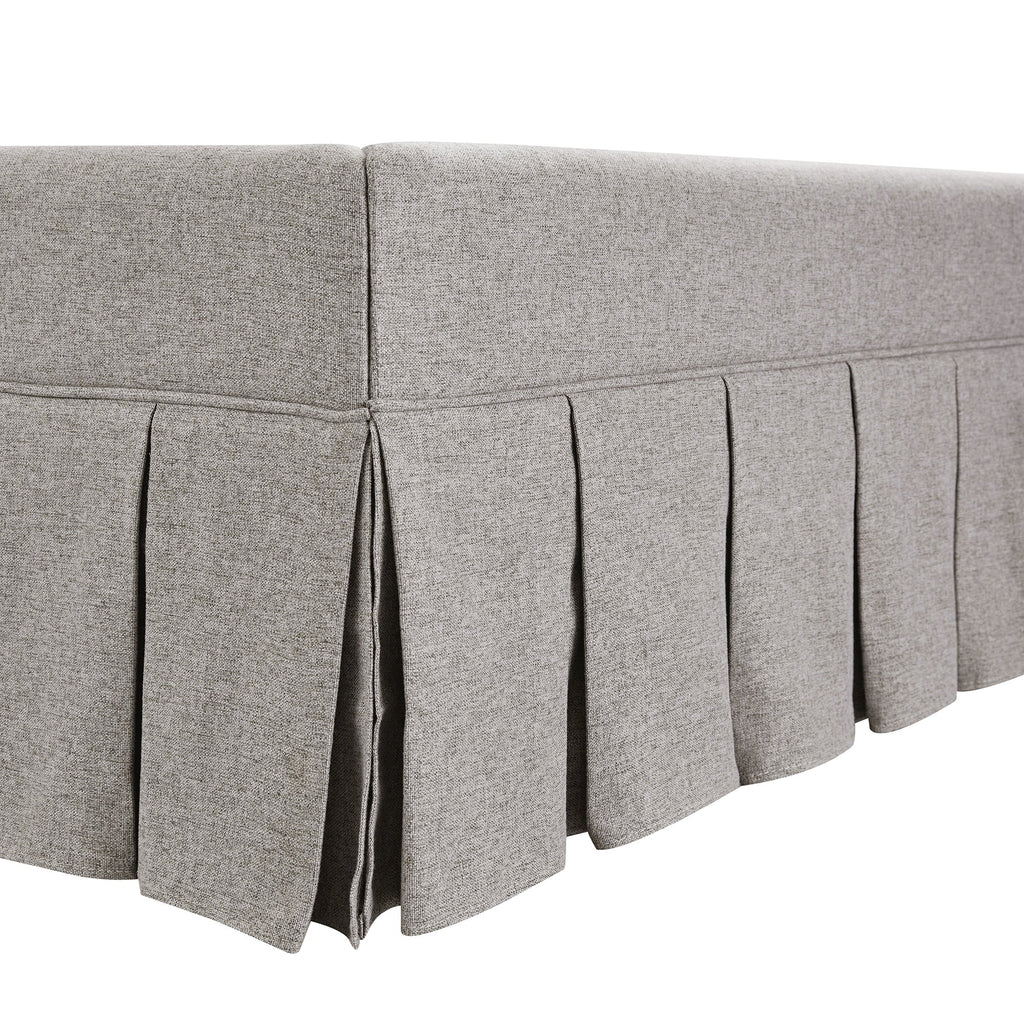 Egerton Box-Pleat Ottoman Storage Bed, Stone Brushed Fabric