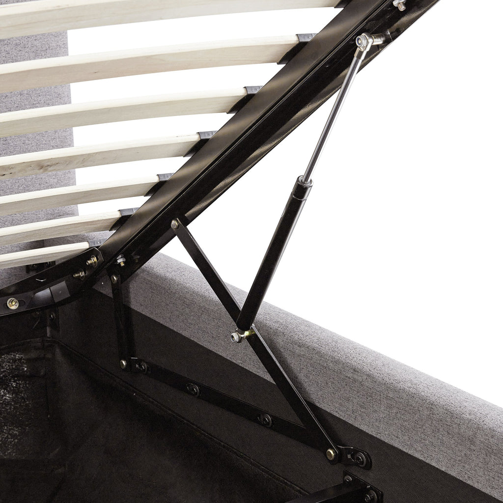 Egerton Box-Pleat Ottoman Storage Bed, Stone Brushed Fabric