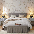 Egerton Box-Pleat Ottoman Storage Bed, Stone Brushed Fabric