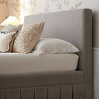 Egerton Box-Pleat Ottoman Storage Bed, Stone Brushed Fabric